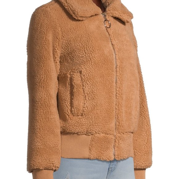 Jason Maxwell Women's  WHITE Faux Sherpa Bomber Jacket size M - Picture 5 of 5